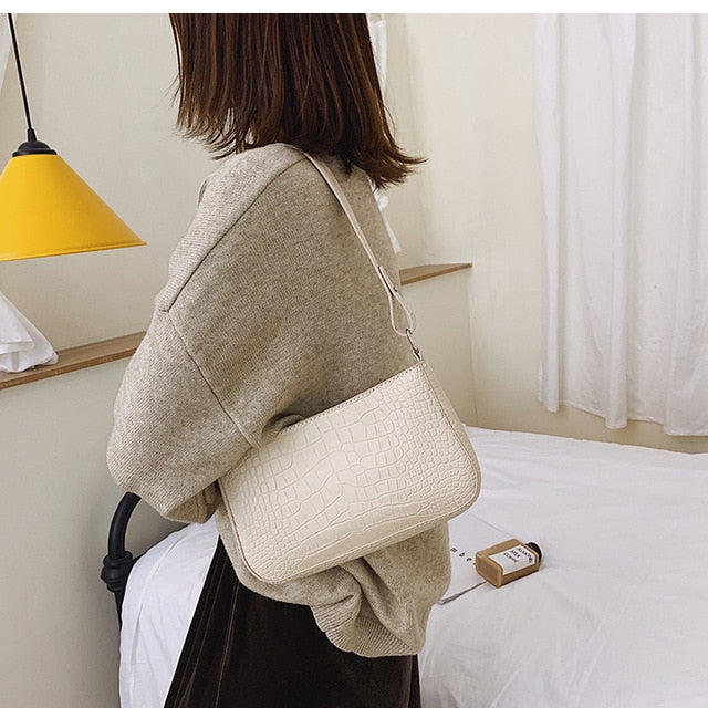 Fashion Crocodile Pattern Baguette bags MINI PU Leather Shoulder Bags For Women 2020 Chain Design Luxury Hand Bag Female Travel