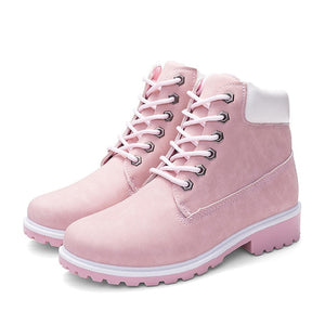 TUINANLE  2020 Autumn Winter Shoes Women Plush Snow Boot Heel Fashion Keep Warm Women's Boots Woman Size 36-42 Ankle Botas Pink