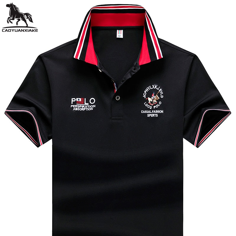 Summer New men Polo Shirt synthetic fiber Mens Polo Shirt lapel  Short Sleeve mens Embroidered Business Casual Polo Shirt 8832