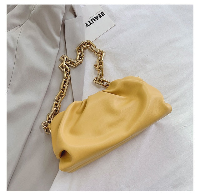 2020 Day clutch thick gold chains dumpling Clip purse bag women cloud Underarm shoulder bag pleated Baguette pouch totes handbag
