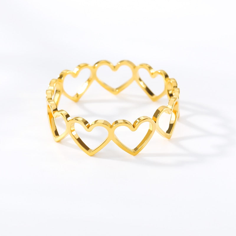 ICFTZWE Forever Love Heart Ring Stainless Steel Rings For Women Gold Color Jewelry Wedding Gift Idea Drop Shipping