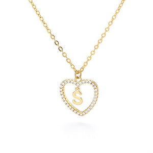 A-Z Initials Letter Heart Pendant Necklace For Women 26 Alphabet Zircon Love Necklaces Girls Gifts the First Letter Accessories