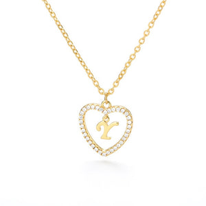 A-Z Initials Letter Heart Pendant Necklace For Women 26 Alphabet Zircon Love Necklaces Girls Gifts the First Letter Accessories