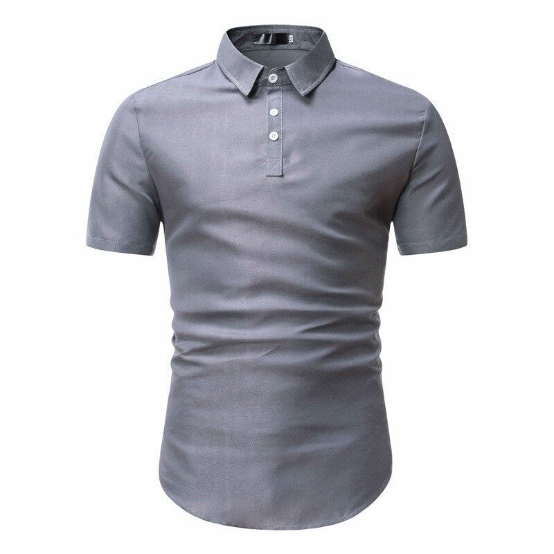 Mens Slim Fit Cotton Polo Shirt 2020 Summer Short Sleeve Shirt Men Work Business Casual Shirts Male Solid Color Chemise Homme