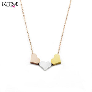 ICFTZWE Rose Gold Collares Vintage Hearts Pendants Collier Stainless Steel Women Choker Necklaces Ketting Vrouwen
